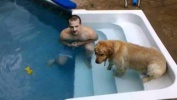 Maple swimming for the first time!