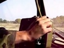 Залп из боевой БМ-21 Град. Вид из кабины